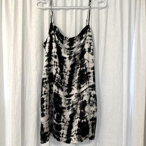 Garage Black and White Tie-Dye Slip Dress